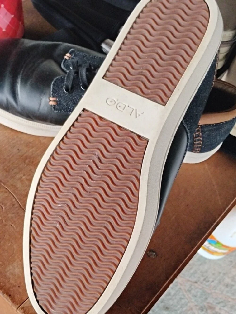 Men's Casual Black Leather & Denim Lace-Up Sneakers